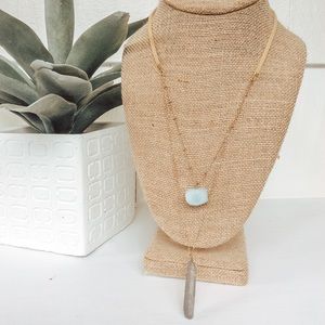 Long Leather and Gemstone Necklace